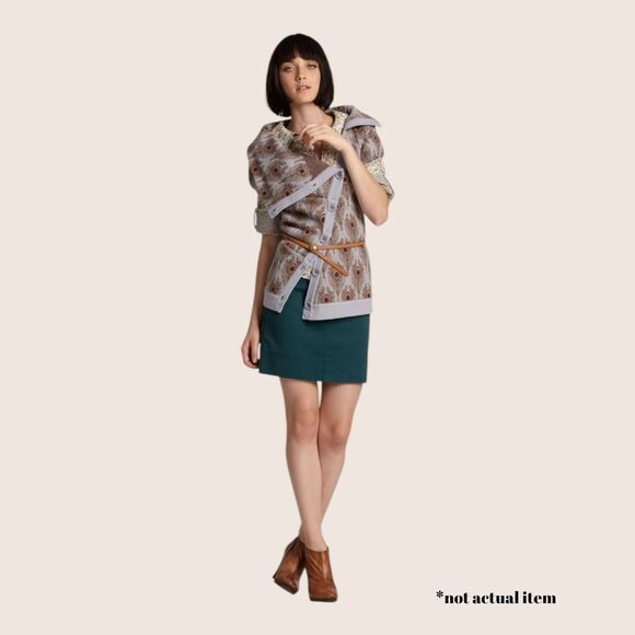 🪻 ANTHRO x MOTH FUNNELED FOLDS CARDIGAN SWEATER VEST PEACOCK ASYMMETRICAL SMALL - Picture 2 of 8